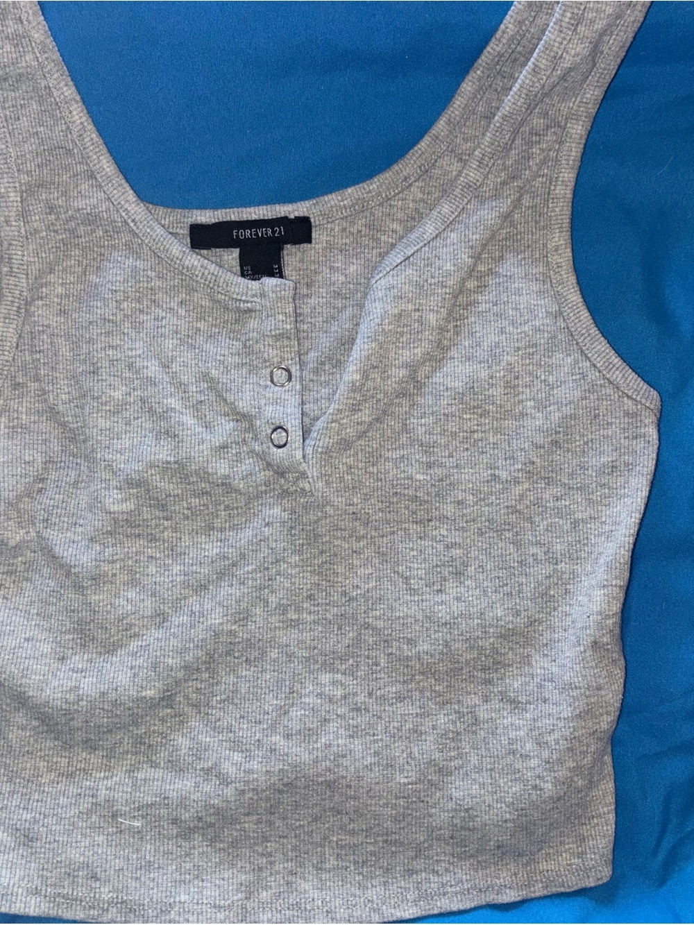 Forever 21 Light Gray Ribbed Henley Tank